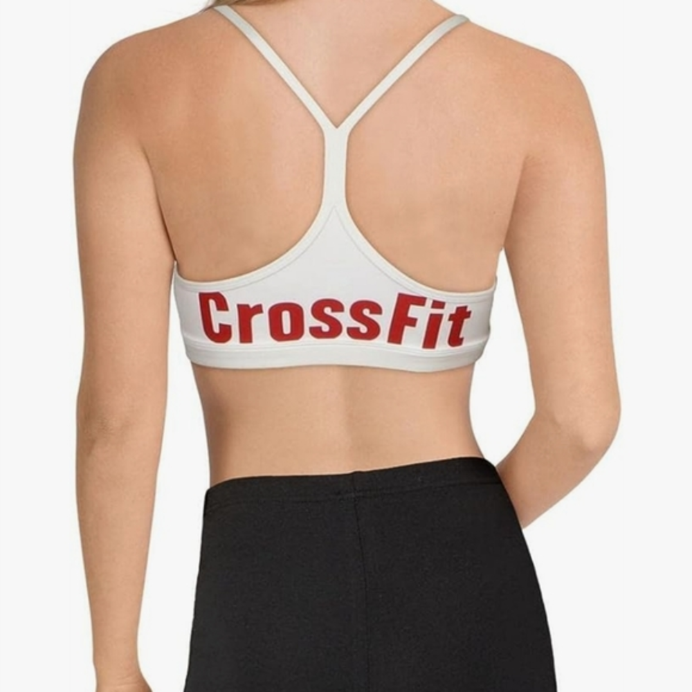 Reebok White Sports Bra with Red CrossFit Logo
